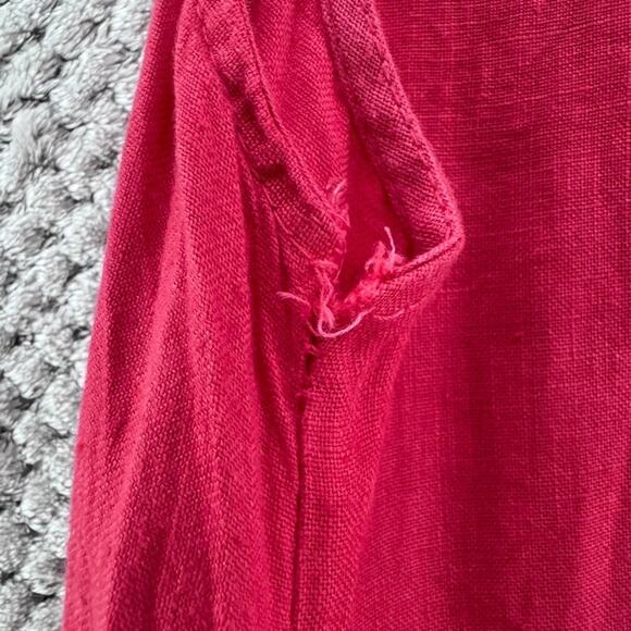 Terzo Millennio Dress Womens L Red Linen Tank Maxi Tiered Boat Neck Sleeveless - Picture 13 of 14